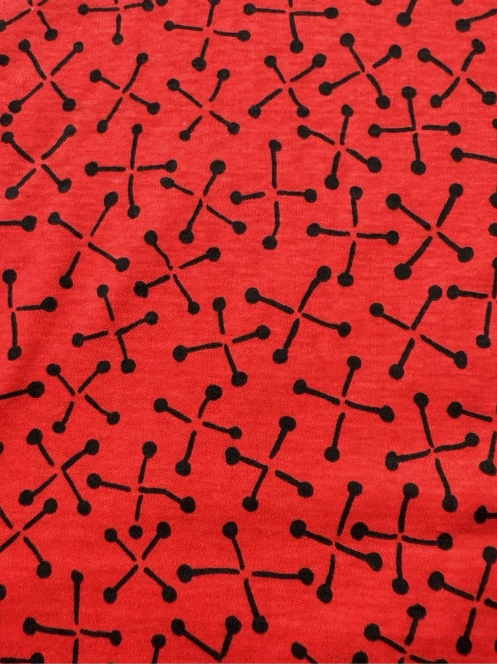 Vintage Red Black Jacks Pins Stretch Knit Novelty Fabric 1 yard + 20 " x 60" w